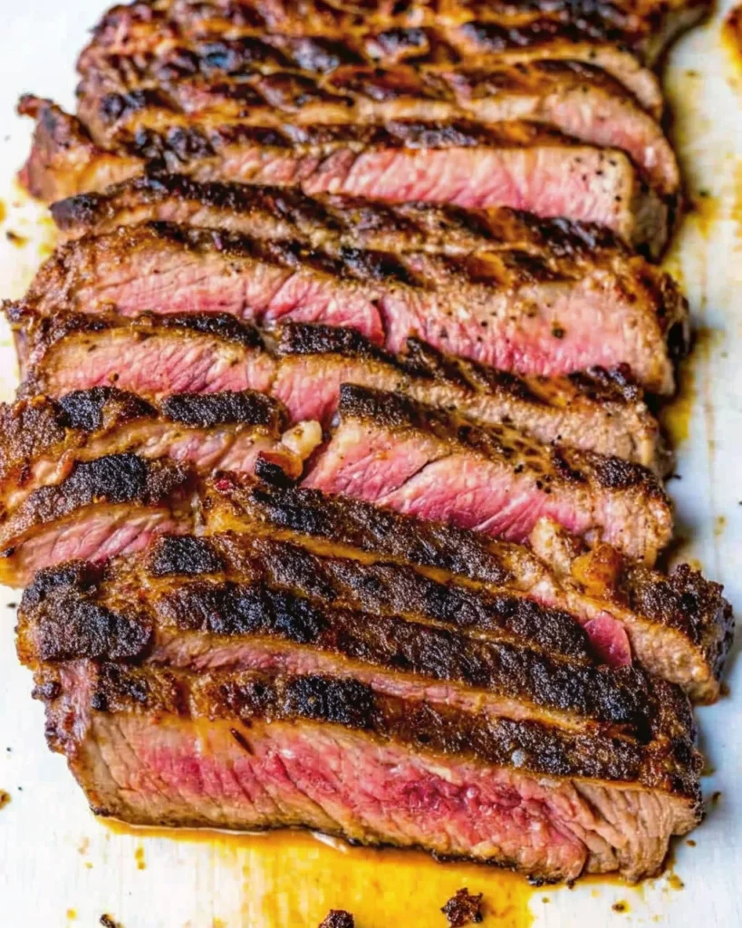 The Ultimate Beef Shawarma Bowl Recipe for a Flavorful Night In 8 Pan-searing a spiced flank steak in a hot skillet for the beef shawarma bowl recipe.
