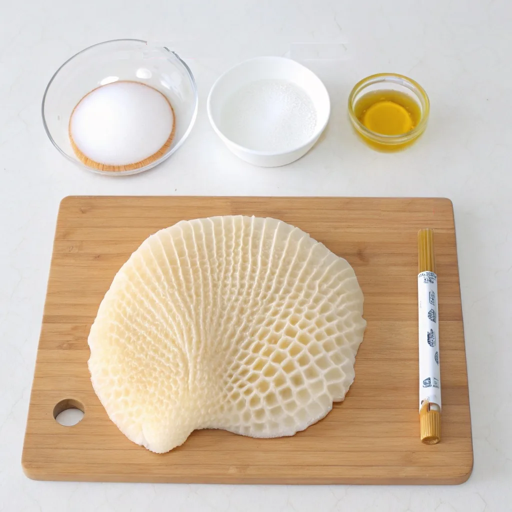 Beef Honeycomb Tripe: An Easy Recipe for Perfect Results 7 The essential ingredients for the beef honeycomb tripe recipe, laid out neatly on a countertop.