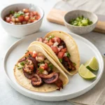 Octopus Tacos: The Ultimate Guide to Amazing Flavor 9 A final plated shot of two octopus tacos, perfect for a recipe card